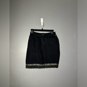 Dead-Stock Vintage Maximum Energy Denim Fringe Mini Skirt Size 26